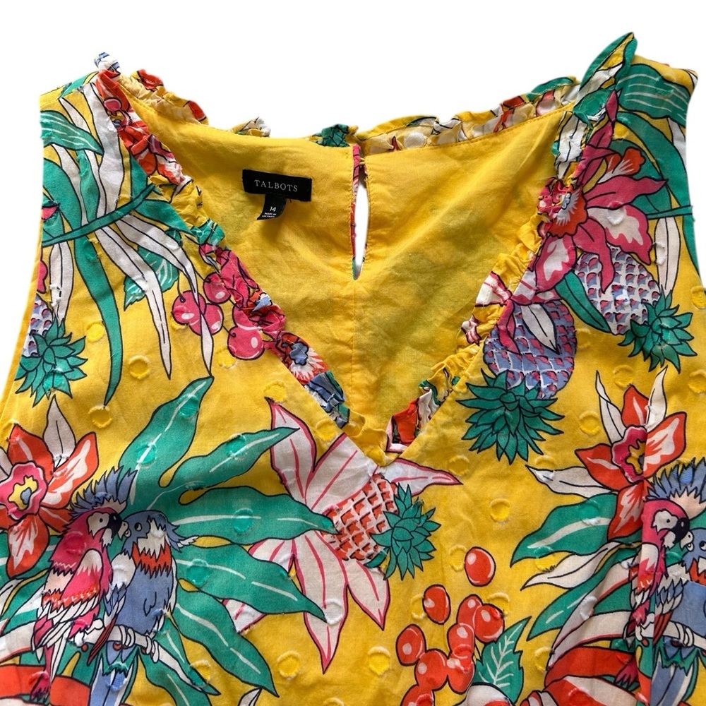 Talbots size 14 Textured Floral SMOCKED BELTED FIT & FLARE MIDI DRESS - Picture 7 of 16